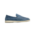 Side view of Blue Old Money Yacht Suède Loafers