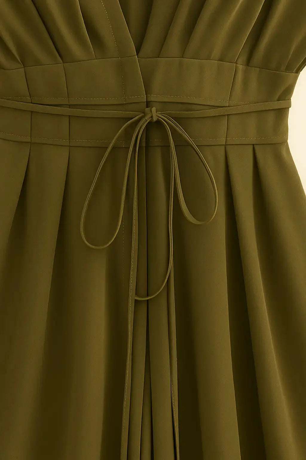 Close-up detail of Olive Reverie Dress, fabric detail