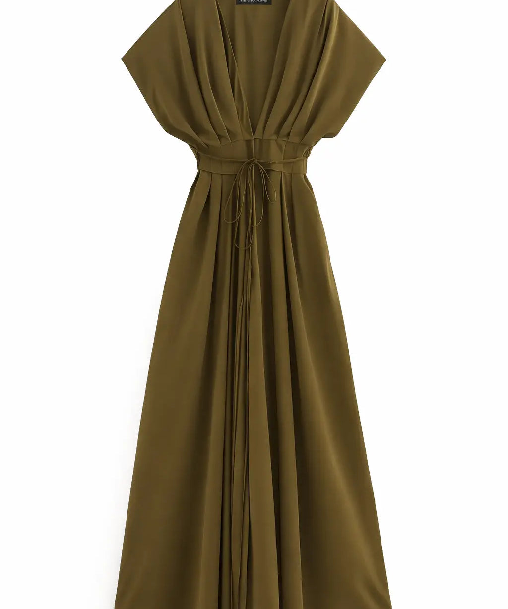 Front view of Olive Reverie Dress
