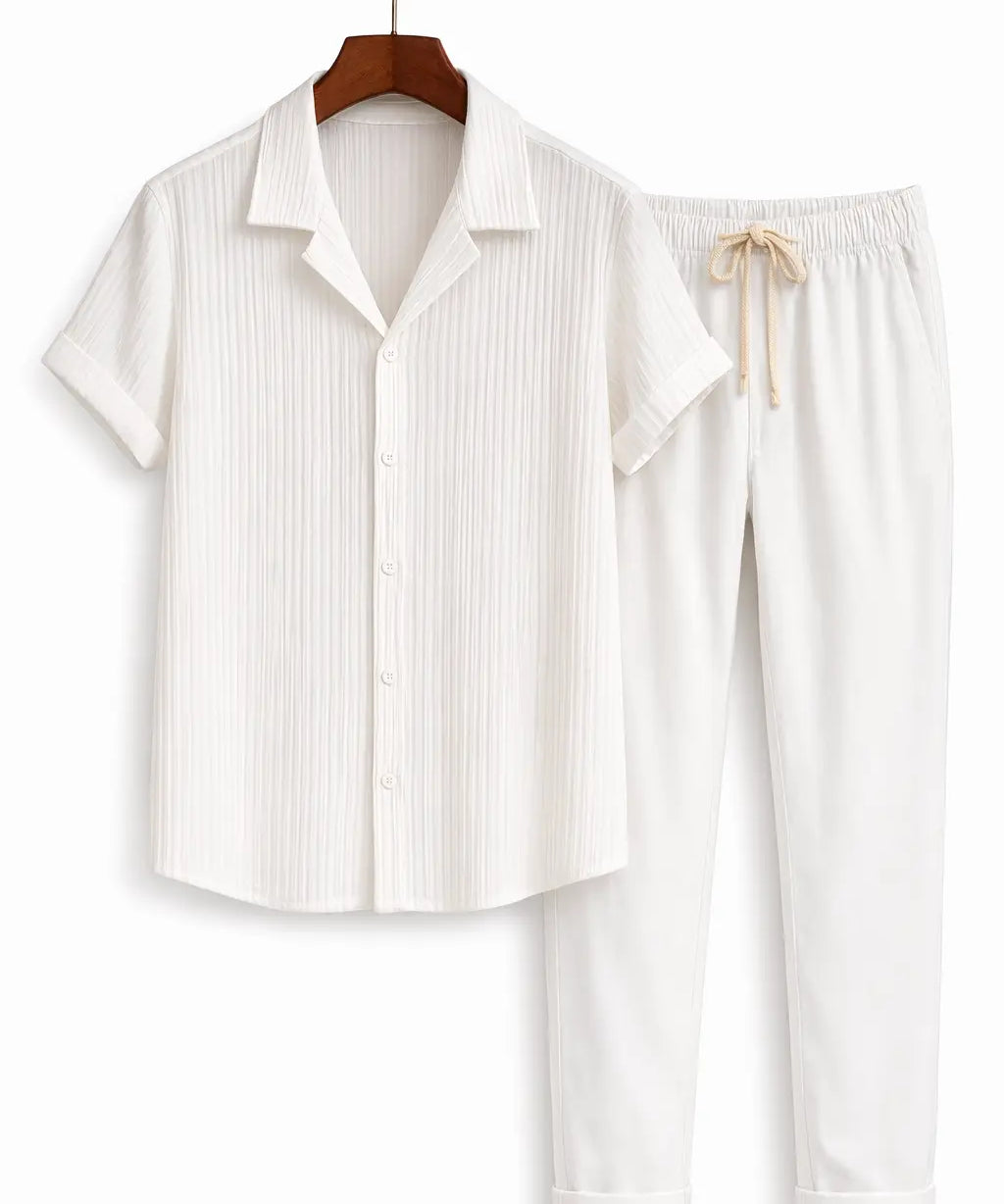 Back view of White Palawan - Short-Sleeved Set