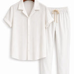Back view of White Palawan - Short-Sleeved Set