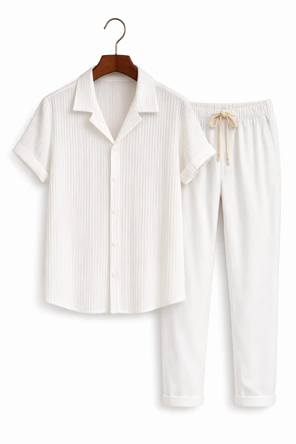 Back view of White Palawan - Short-Sleeved Set
