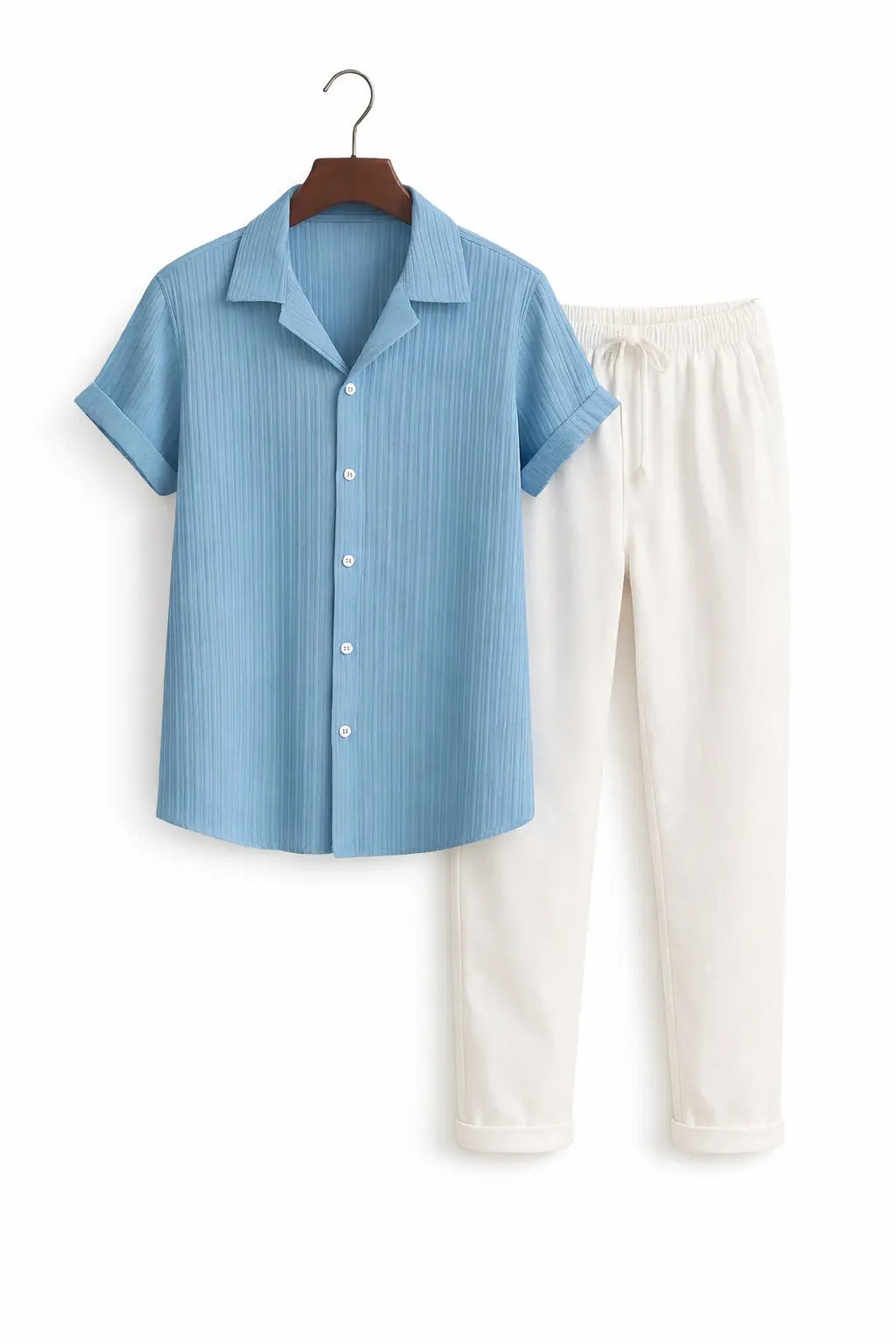 Front view of Light Blue Palawan - Short-Sleeved Set