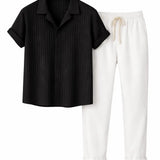 Black & White Palawan - Short-Sleeved Set shown in a lifestyle setting