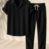 Black Palawan - Short-Sleeved Set shown in a lifestyle setting