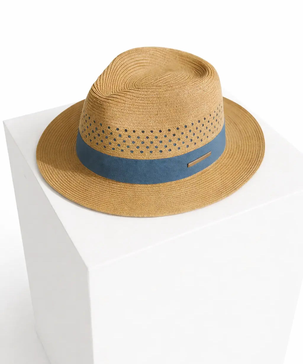 Front view of Blue Panama Hat