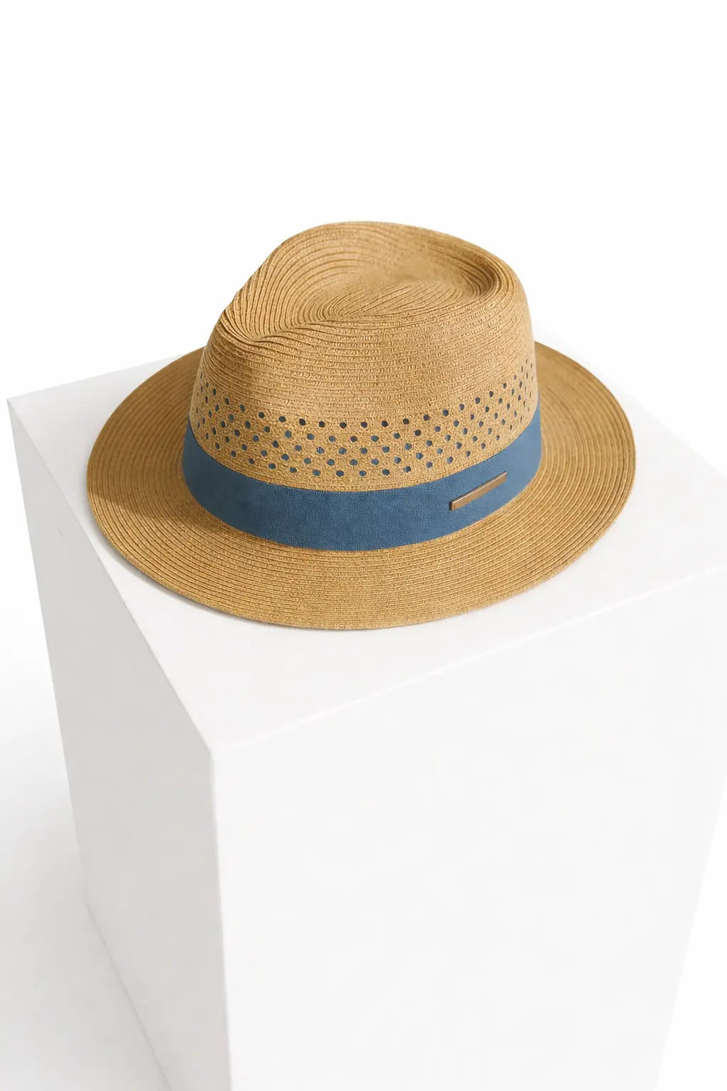 Front view of Blue Panama Hat