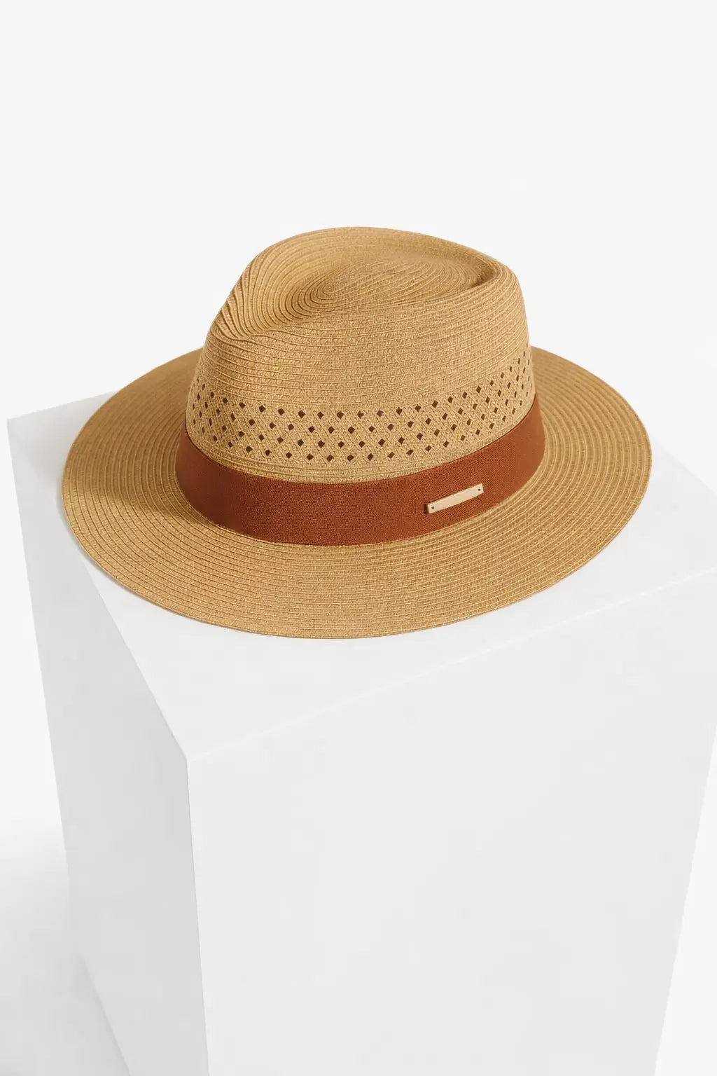 Front view of Brown Panama Hat