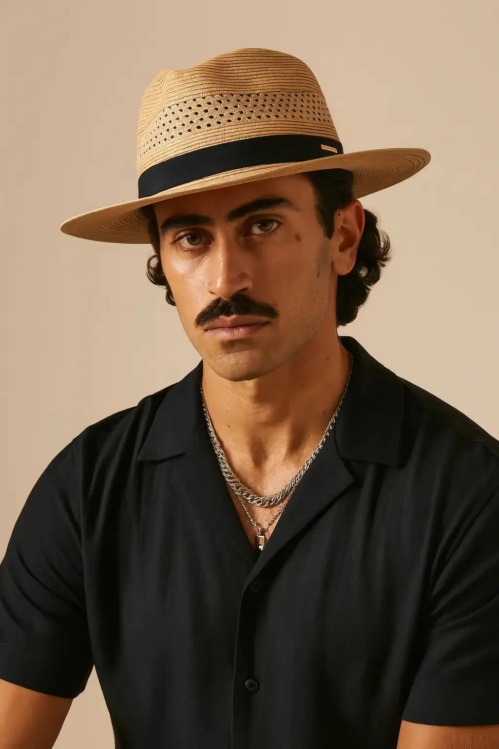 Panama Hat shown in a lifestyle setting, full length view