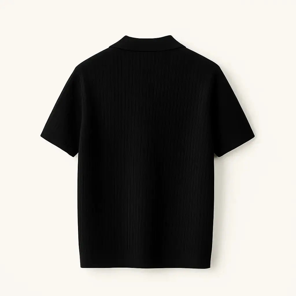 Ribb Polo shown in a lifestyle setting, back angle view