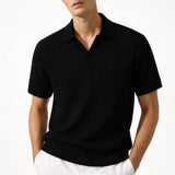 Ribb Polo shown in a lifestyle setting, side angle view