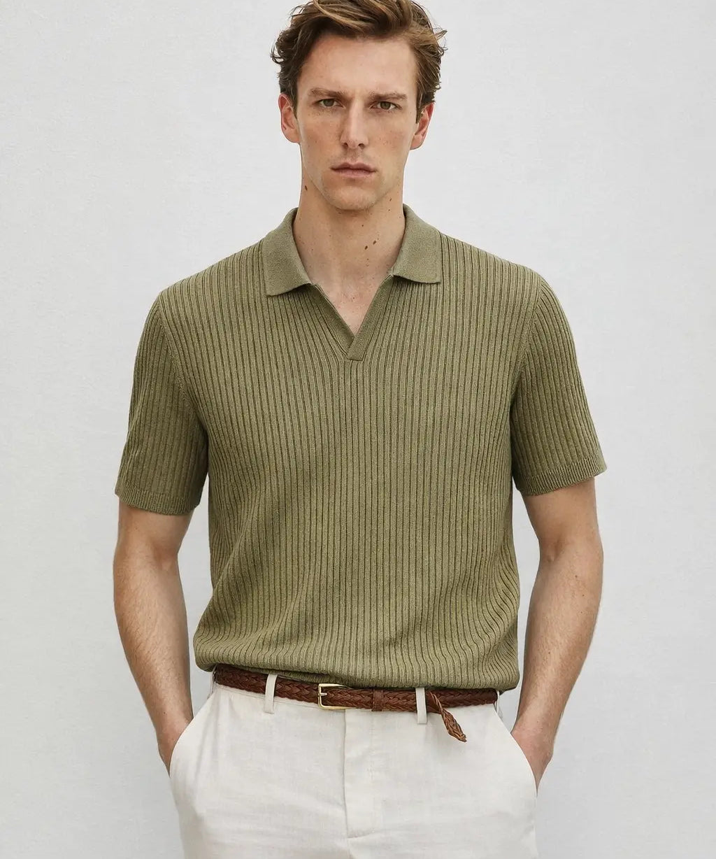 Ribb Polo shown in a lifestyle setting