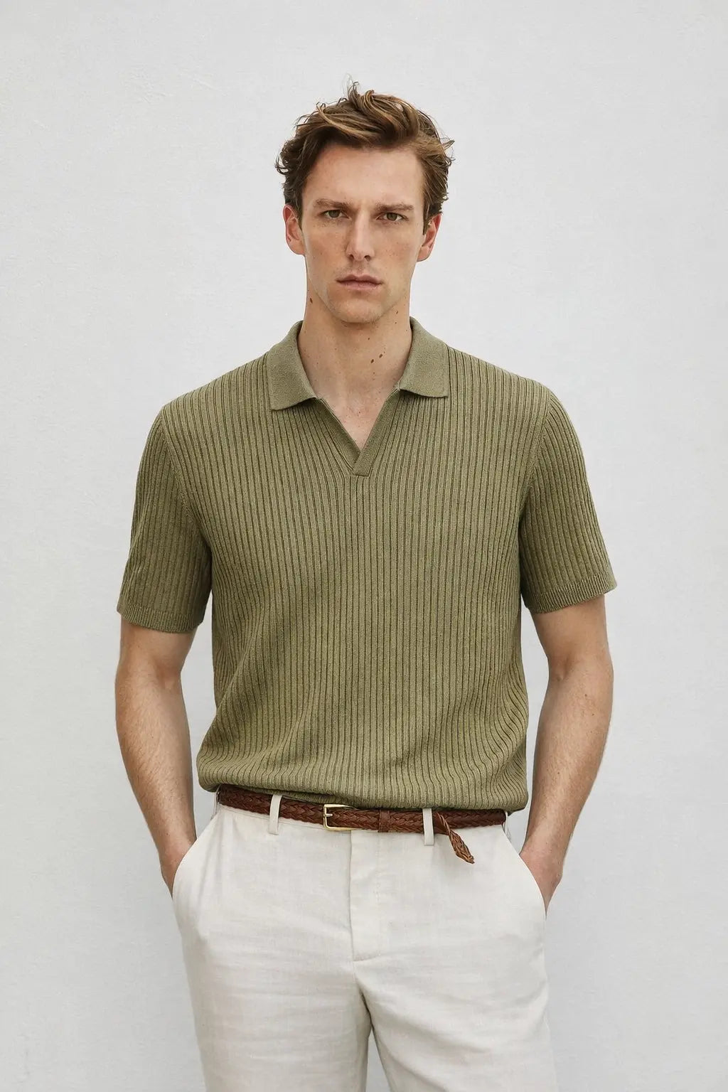 Ribb Polo shown in a lifestyle setting
