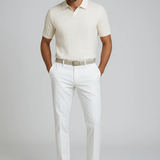 Noir Ribbed Polo shown in a lifestyle setting
