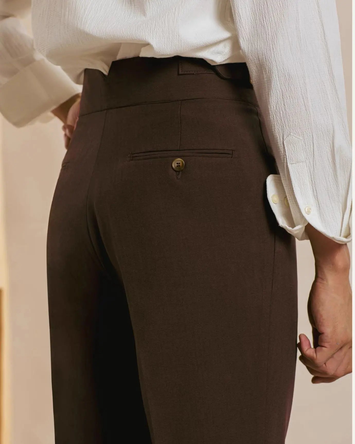 Close-up detail of San Fransisco Italian Trousers, texture detail