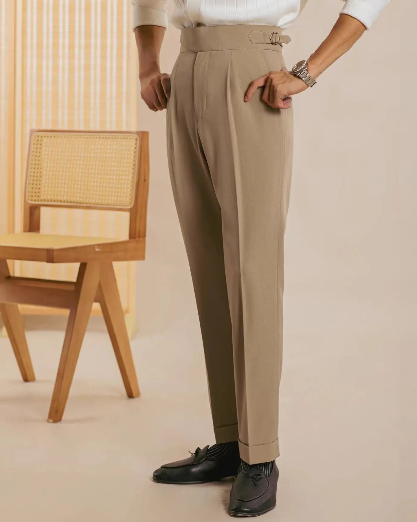 Close-up detail of San Fransisco Italian Trousers, trim detail