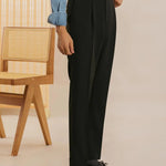 Black San Fransisco Italian Trousers shown in a lifestyle setting
