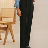 Black San Fransisco Italian Trousers shown in a lifestyle setting