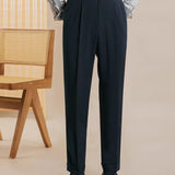 San Fransisco Italian Trousers shown in a lifestyle setting, full length view