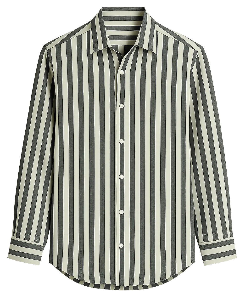 Grey Seastripe Shirt shown in a lifestyle setting