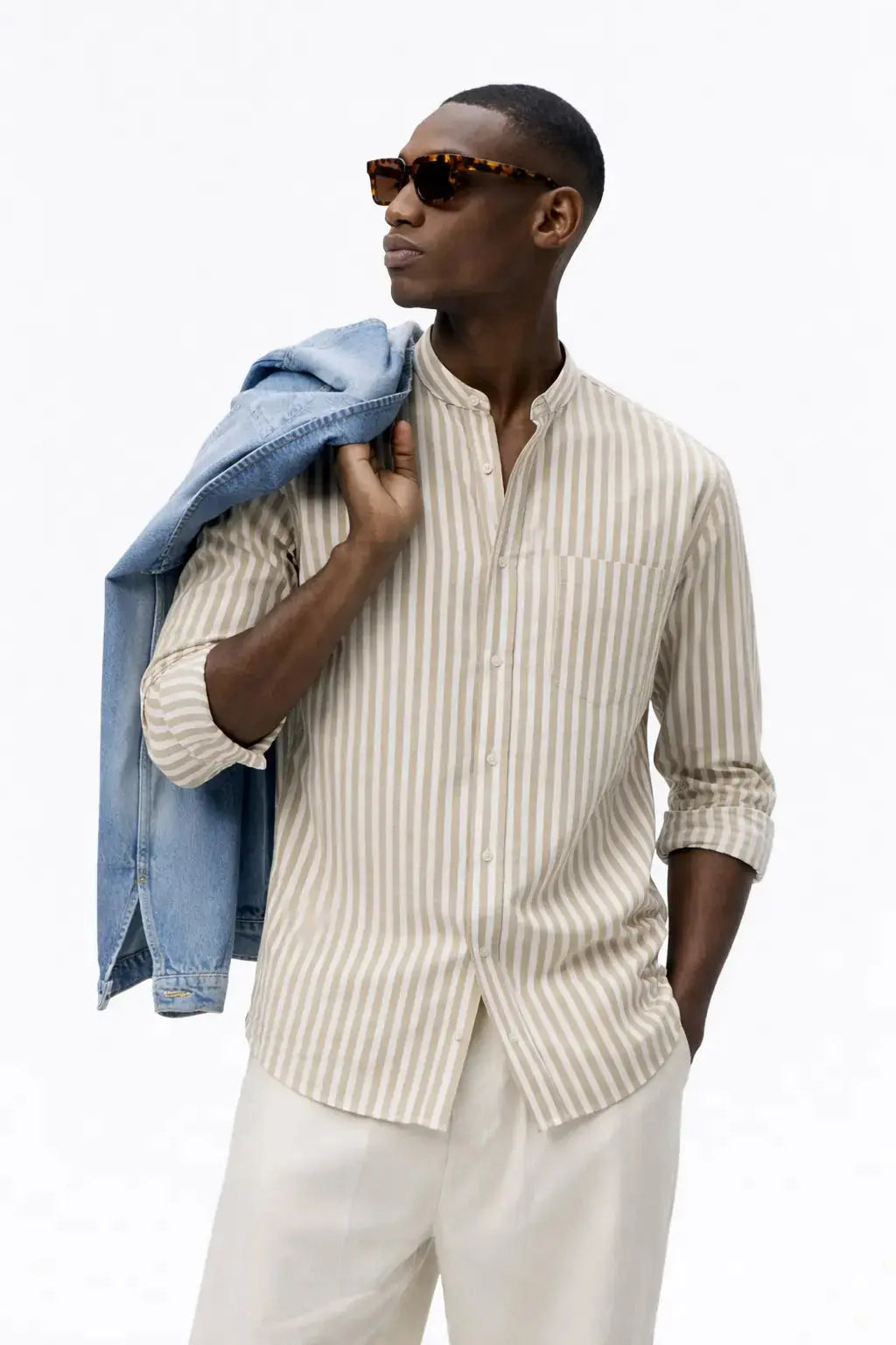 Seastripe Shirt shown in a lifestyle setting