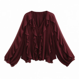Front view of Wine Red Sheer Blouse