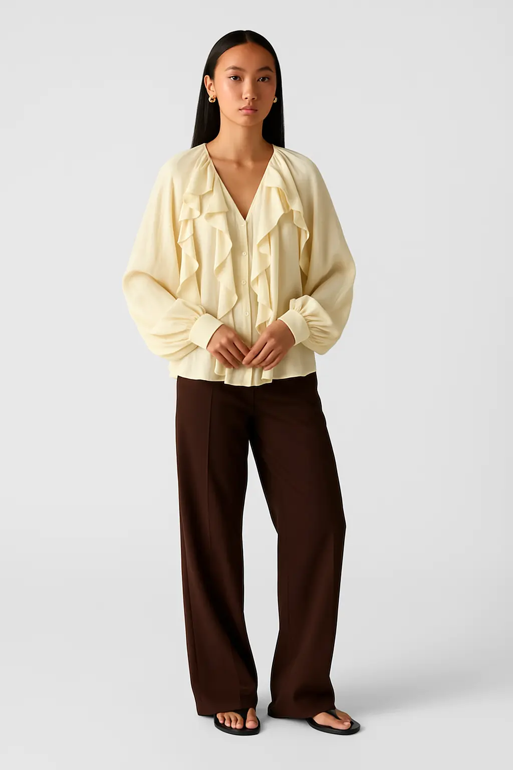 Sheer Blouse shown in a lifestyle setting, alternate view