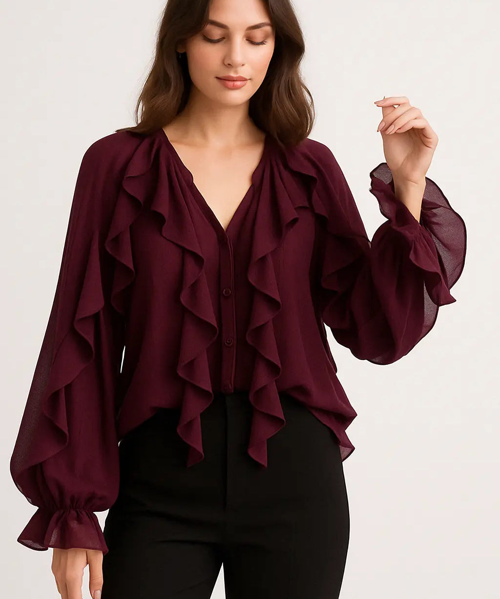 Sheer Blouse shown in a lifestyle setting