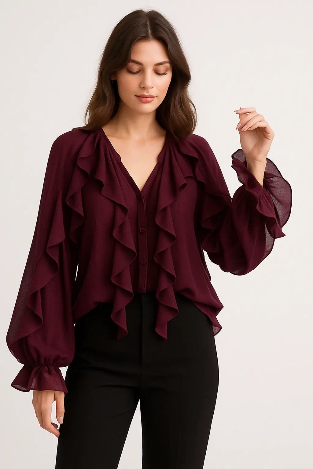 Sheer Blouse shown in a lifestyle setting
