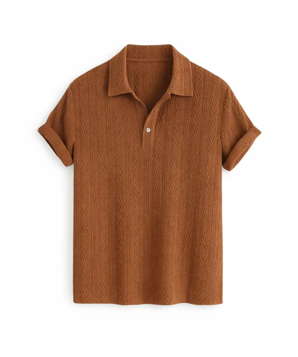 Front view of Deep Coffee Short Sleeve Shirt