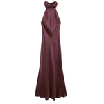 Front view of Burgundy Silken Grace Dress