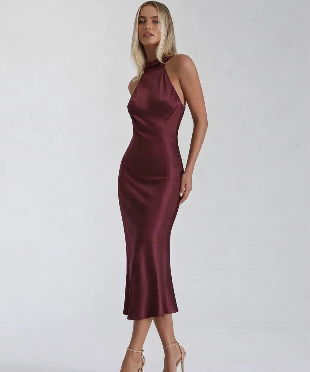 Silken Grace Dress shown in a lifestyle setting