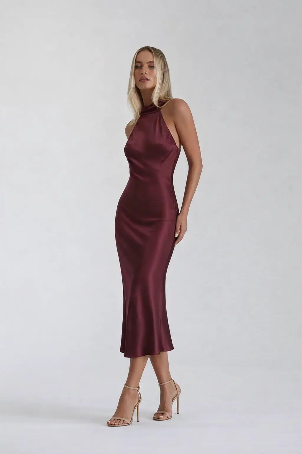 Silken Grace Dress shown in a lifestyle setting