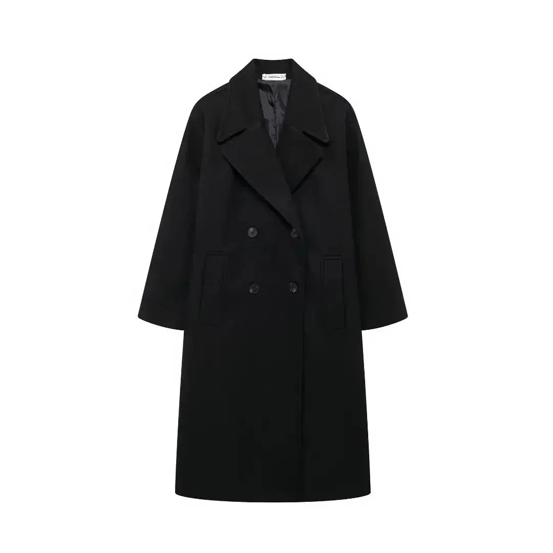 Front view of Black Solvia Wool Cape