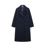 Front view of Navy Blue Solvia Wool Cape