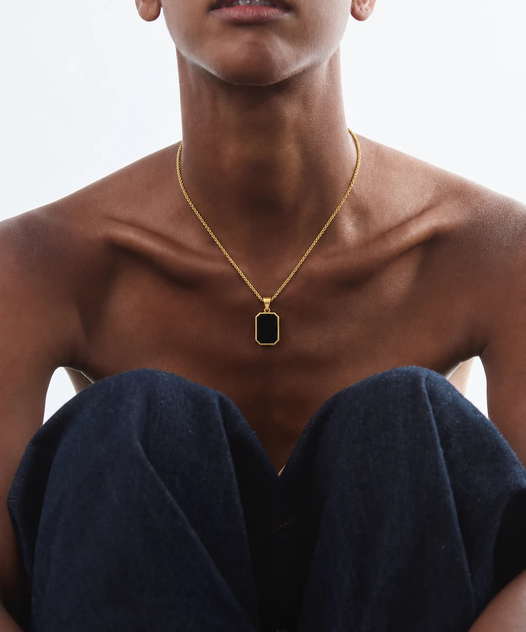 Square Necklace shown in a lifestyle setting