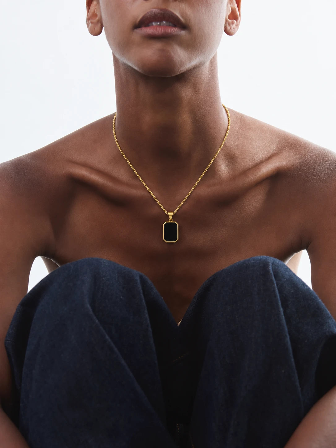 Square Necklace shown in a lifestyle setting