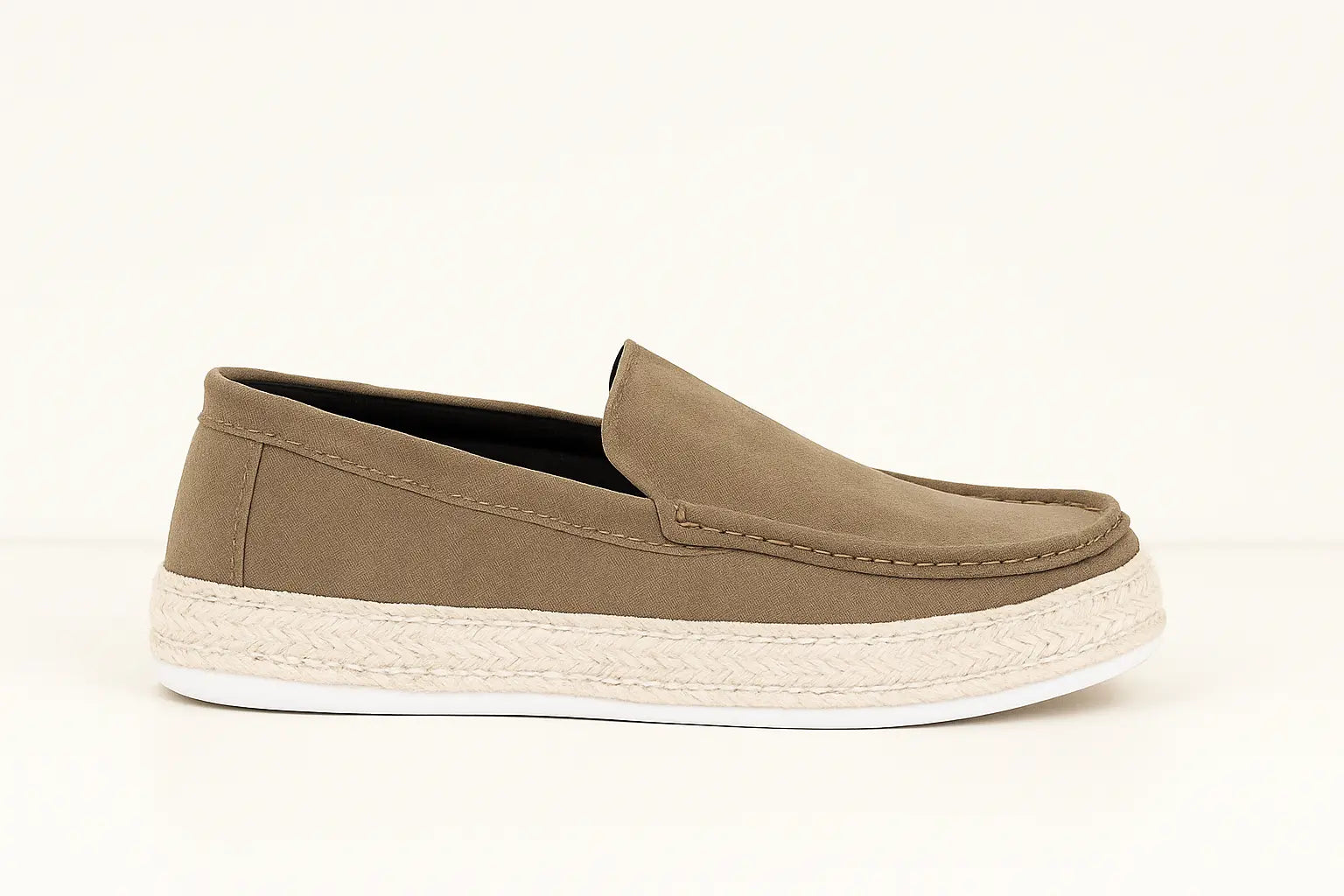 Side view of Beige Strawstep Loafers