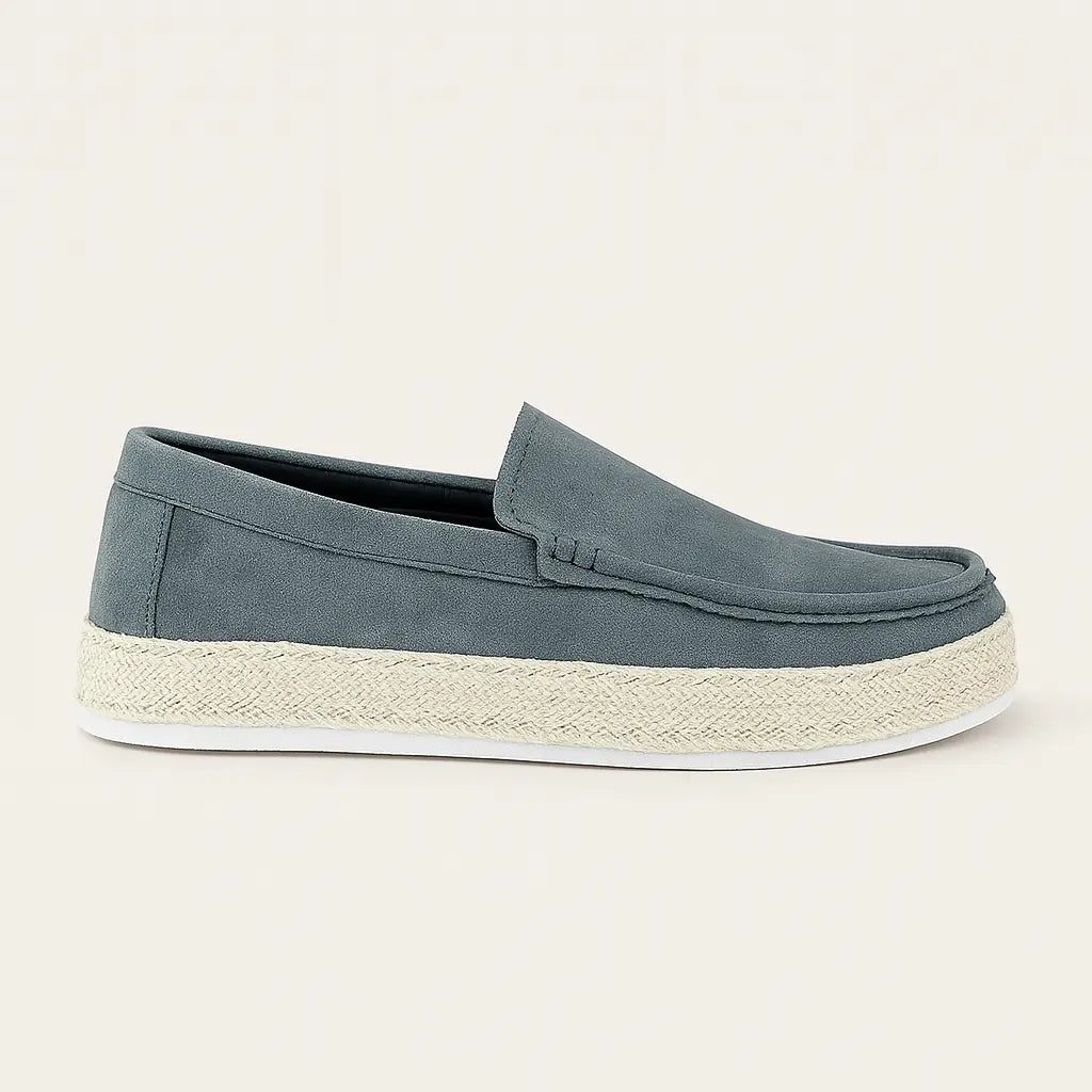 Side view of Ocean Blue Strawstep Loafers