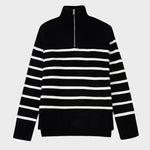 Front view of Black Striped Knit Sweater
