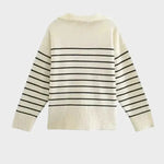 Front view of Striped Knit Sweater