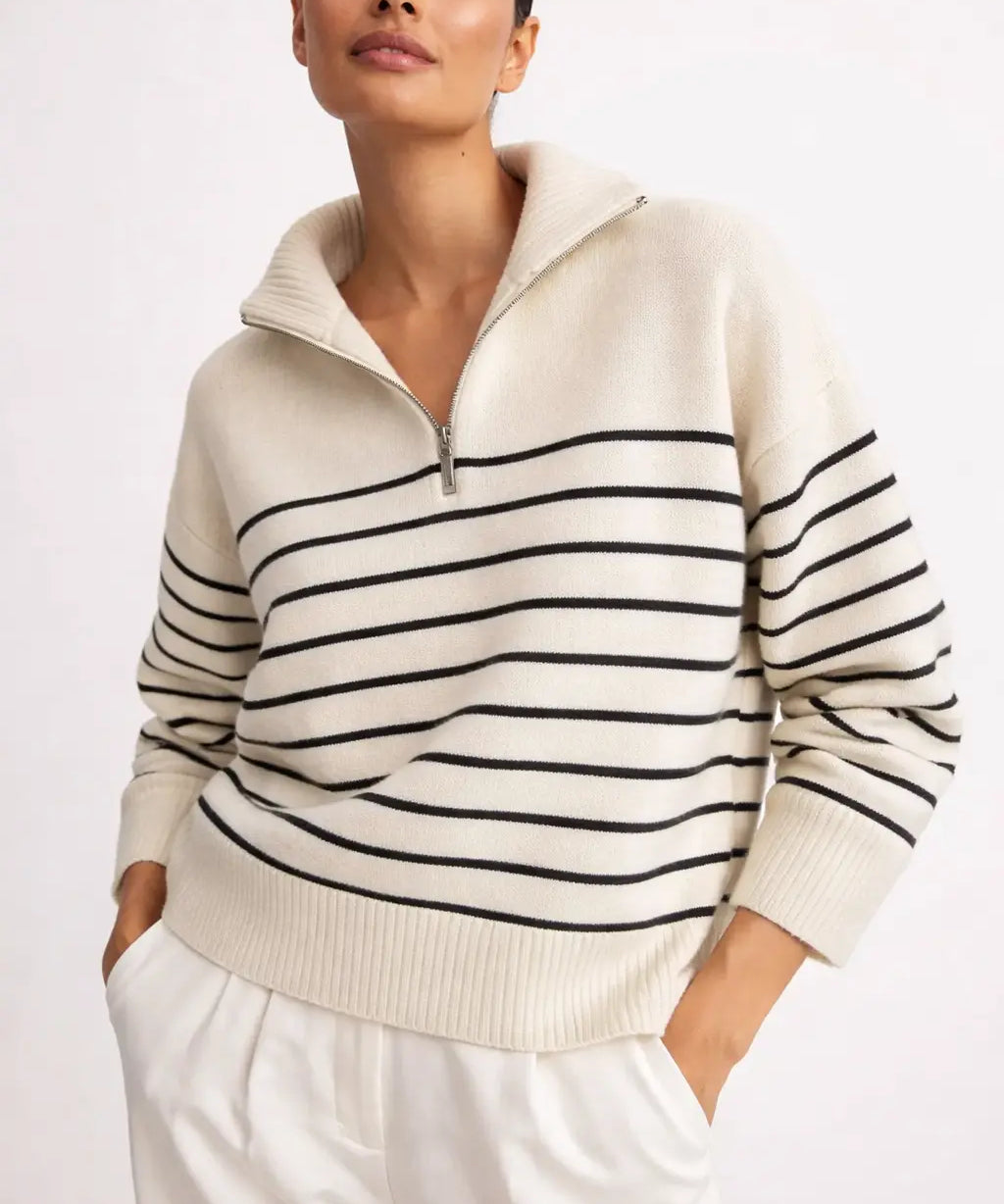 Striped Knit Sweater shown in a lifestyle setting