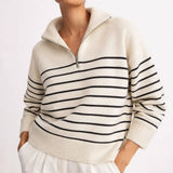 Striped Knit Sweater shown in a lifestyle setting