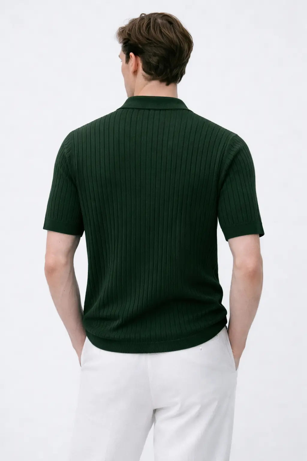 Back view of Striped Polo Shirt