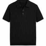 Front view of Black Striped Polo Shirt