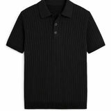 Front view of Black Striped Polo Shirt