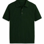 Front view of Green Striped Polo Shirt