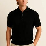 Striped Polo Shirt shown in a lifestyle setting, full length view