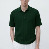 Striped Polo Shirt shown in a lifestyle setting