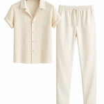 Back view of Beige Suva - Short-Sleeved Set